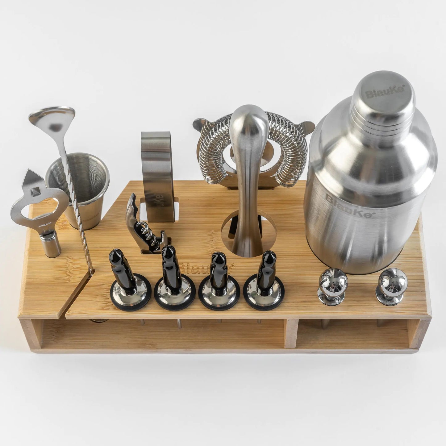 17 Piece-Stainless Steel Cocktail Shaker Set with Stand and Recipe Book