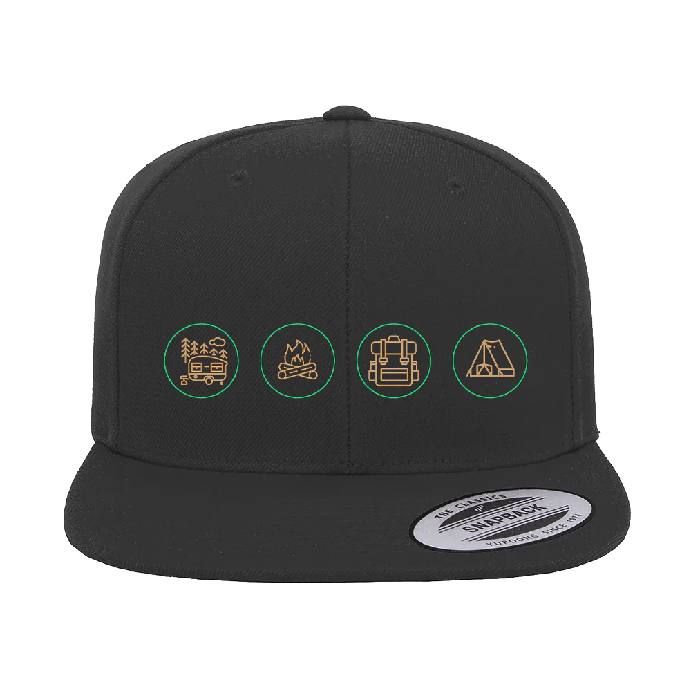 Camp Life Embroidered Flat Bill Cap