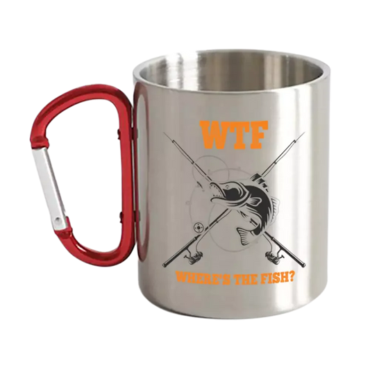 WTF Where's The Fish Carabiner Mug 12oz