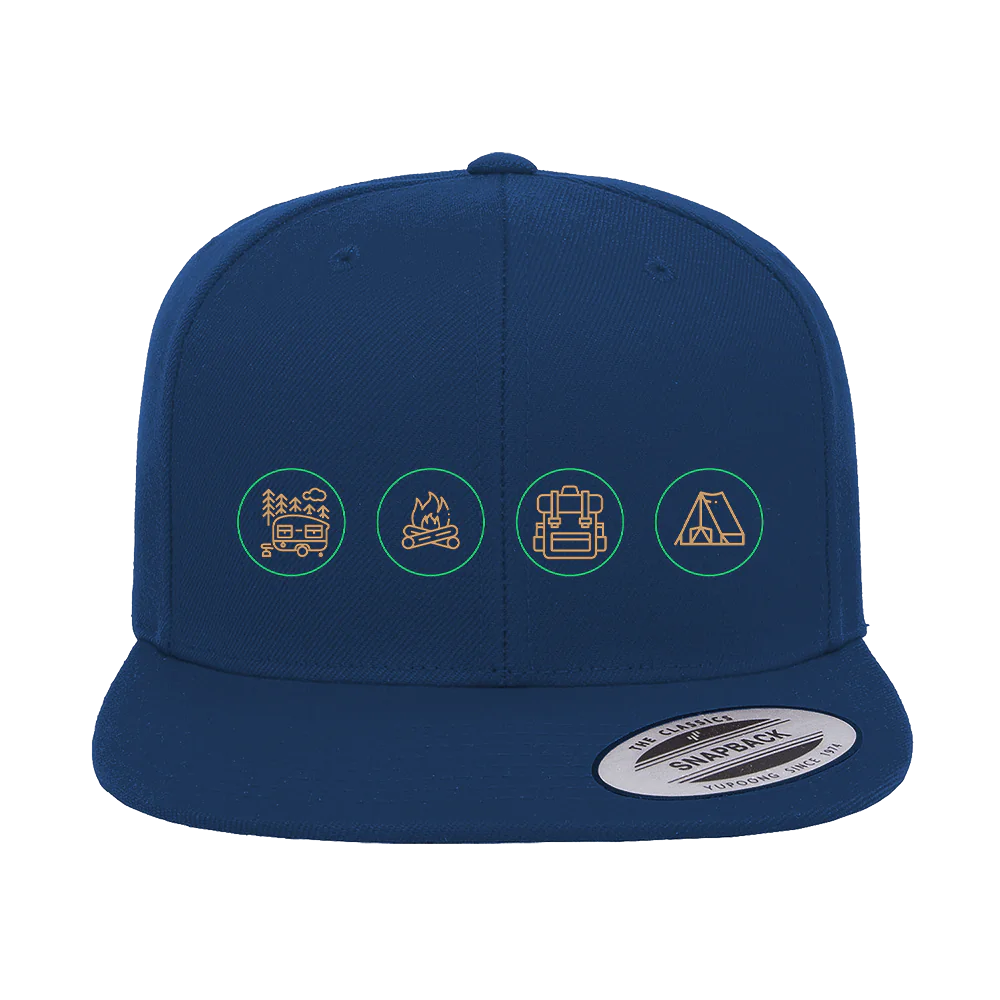 Camp Life Embroidered Flat Bill Cap