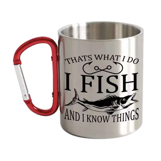 I Fish And Know Things Carabiner Mug 12oz