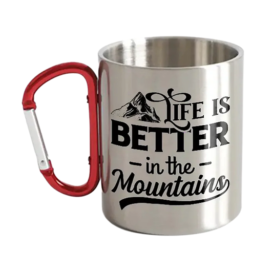 Hiking Life Is Better In The Mountains Carabiner Mug 12oz