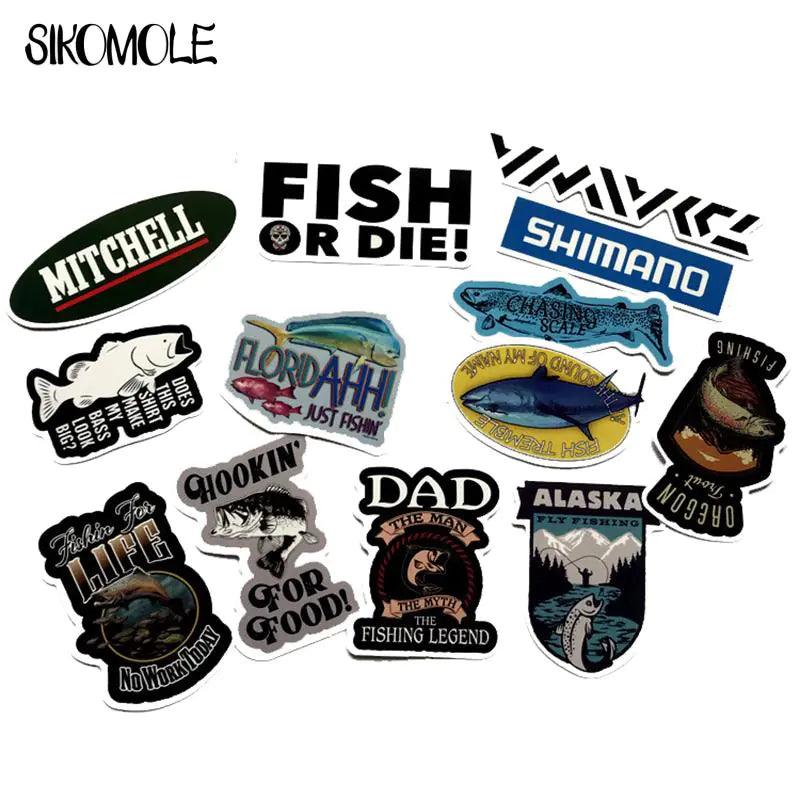 Papa's Gone Fishing Fisherman Outdoor Sticker