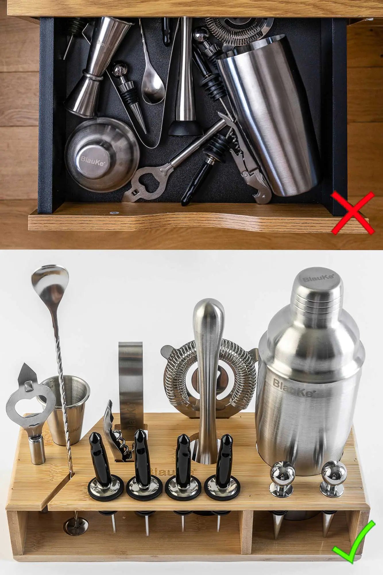 17 Piece-Stainless Steel Cocktail Shaker Set with Stand and Recipe Book