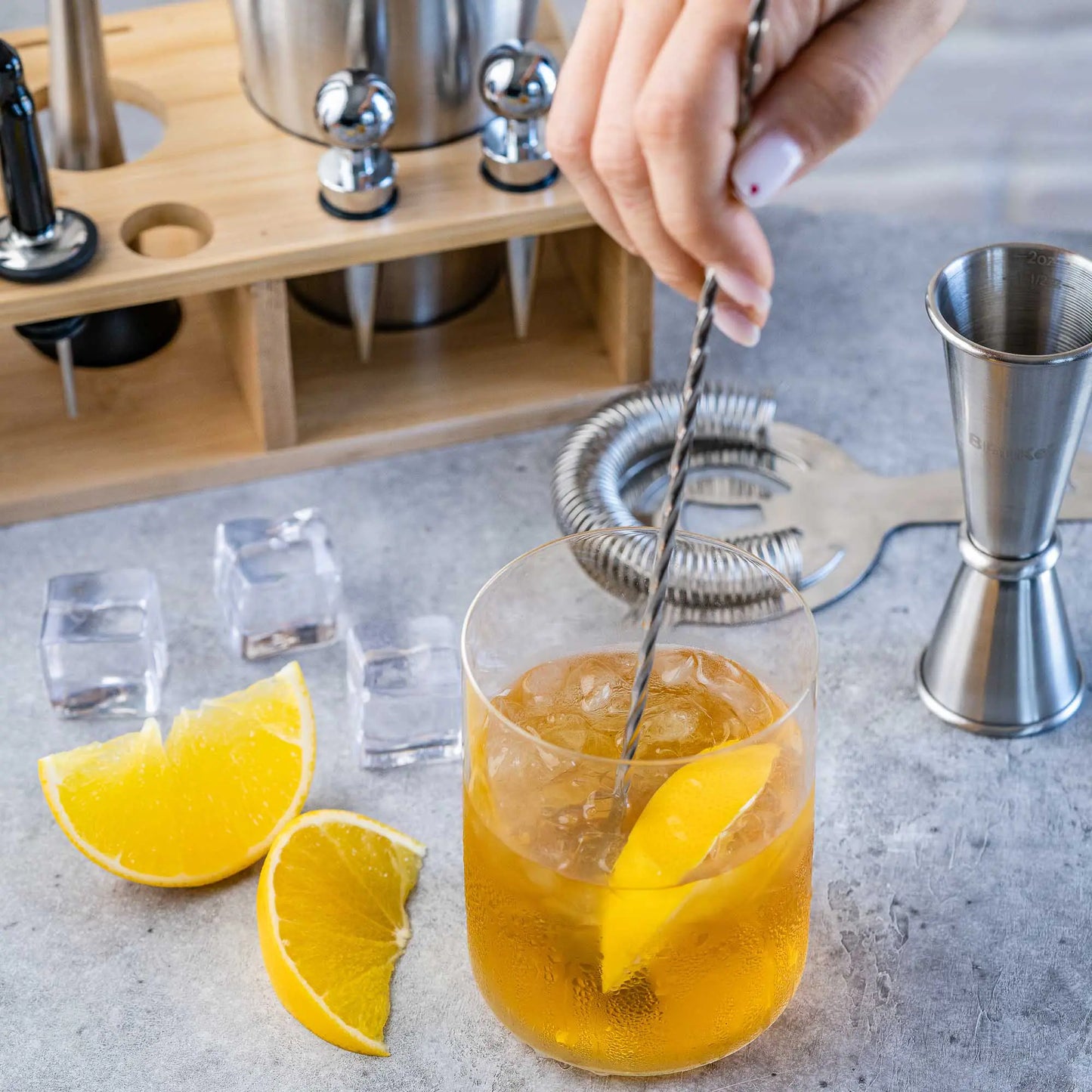 17 Piece-Stainless Steel Cocktail Shaker Set with Stand and Recipe Book