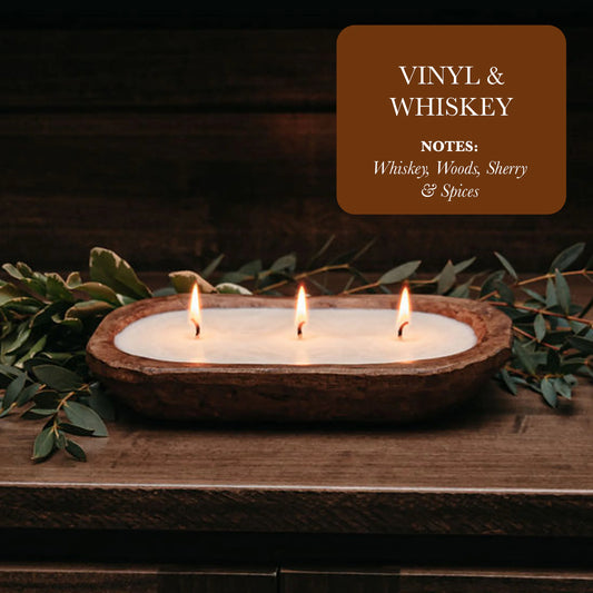 Vinyl & Whiskey 3-Wick Dough Bowl Soy Candle